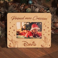 Rama Foto din Lemn Primul meu Craciun - Personalizata cu Nume