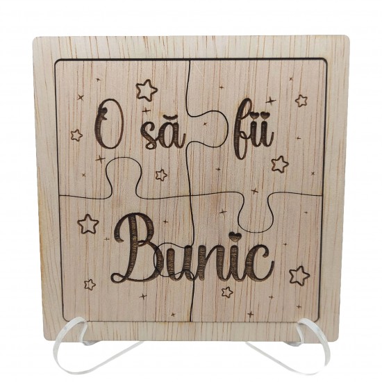 Puzzle Anunt Sarcina - Vei fi Bunica/Bunic - Cu Suport