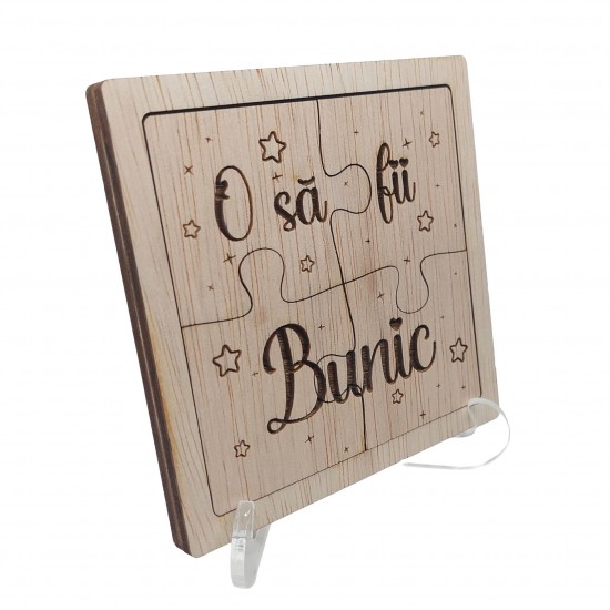 Puzzle Anunt Sarcina - Vei fi Bunica/Bunic - Cu Suport