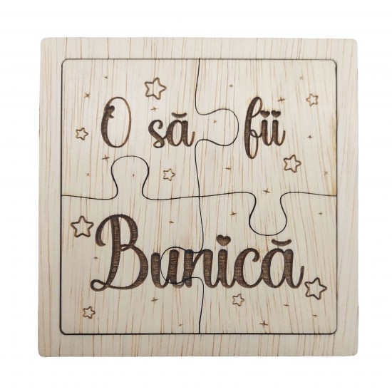 Puzzle Anunt Sarcina - Vei fi Bunica/Bunic - Cu Suport