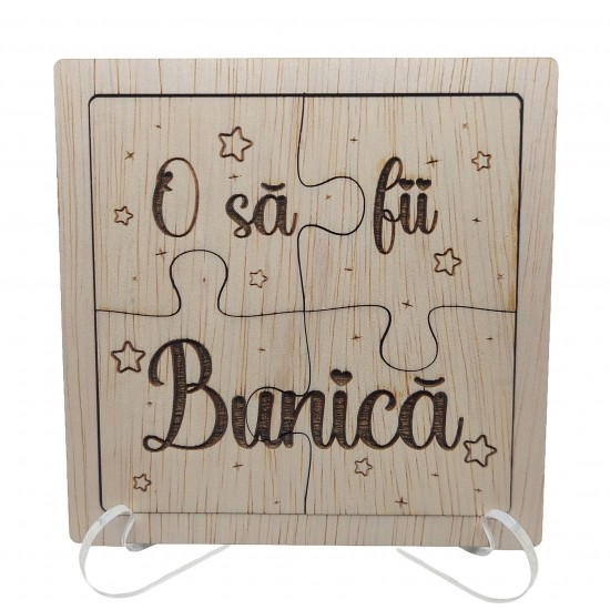Puzzle Anunt Sarcina - Vei fi Bunica/Bunic - Cu Suport