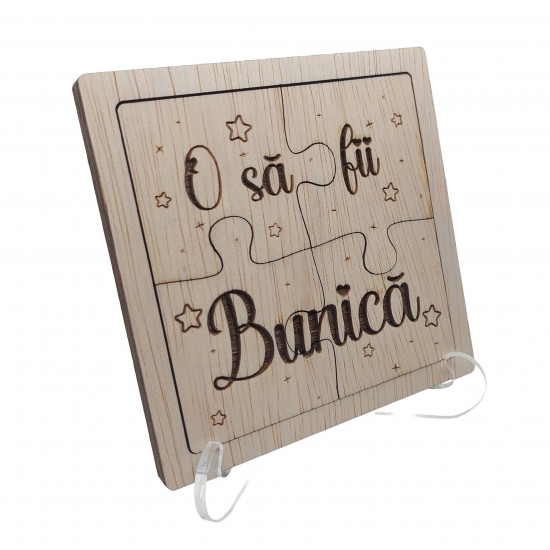 Puzzle Anunt Sarcina - Vei fi Bunica/Bunic - Cu Suport