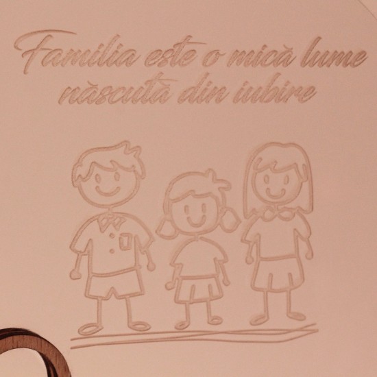 Trofeu din Plexiglas si Lemn Personalizat - 3 Membri ai Familiei