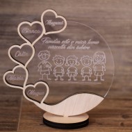 Trofeu din Plexiglas si Lemn Personalizat - 5 Membri ai familiei
