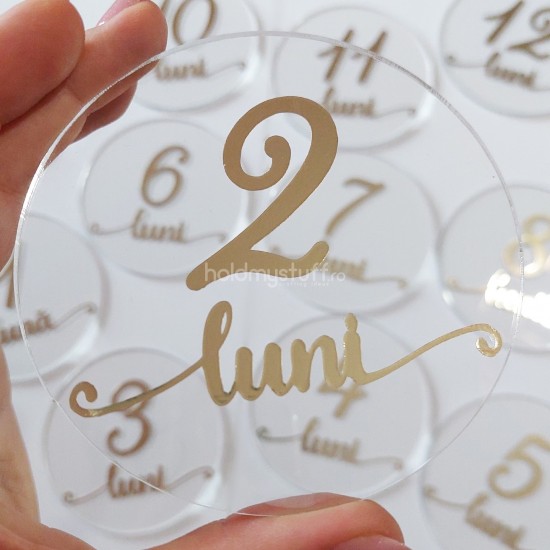 Set 12 Placute Baby Milestones din Acril