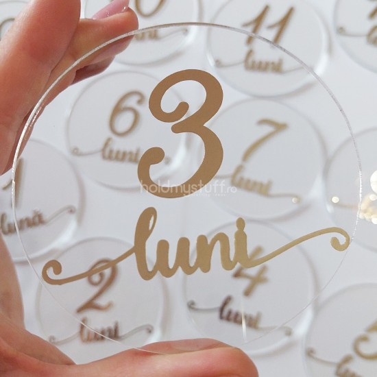 Set 12 Placute Baby Milestones din Acril