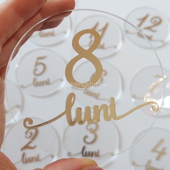 Set 12 Placute Baby Milestones din Acril