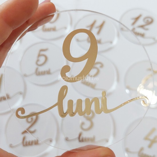 Set 12 Placute Baby Milestones din Acril