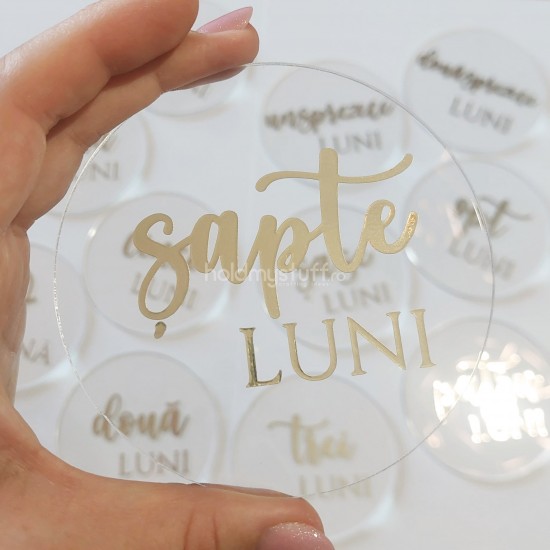Set 12 Placute Carduri Baby Milestones din Acril