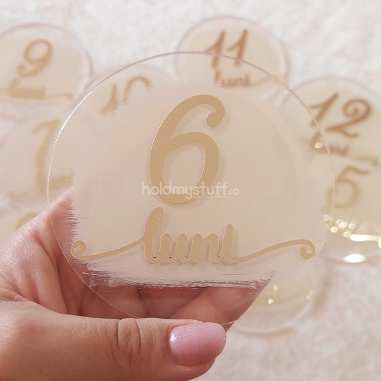 Set 12 Placute Baby Milestones din Acril - Vopsite